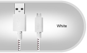 Emerald ( EKI ) Nylon Braided Micro USB Cable, Fast Charging Cables for All Android Mobile Phones USBC288 100cm white
