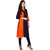 Boutique Ever Blue,orange Color block kurti and Orange Kurti combo set in rayon fabric