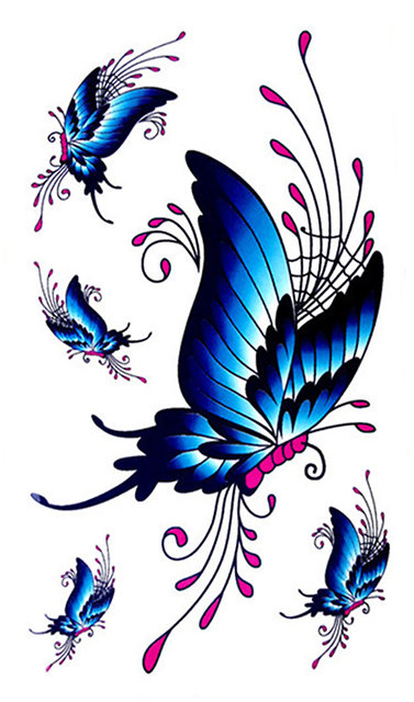 Buy 3d Temporary Tattoo Blue Butterfly Sticker Girl Hand Arm