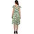 Kooo Women's Greeen Multi Floral Printed Cap Sleeve Vneck Fit and Flair Dress