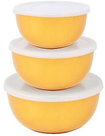 Lovato Shine Micro Stainless Steel Bowl Set (Yellow, Pack of 3)