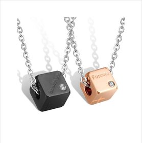 Classy Cubic Love Valentine High Quality Titanium Couple Chain (2 qty) For Love Birds By Stylish Teens