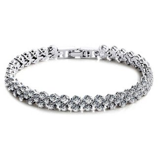 Alluring Sterling Silver Austrian Diamond Charm Strand Bracelets For Women  Girls
