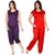 Boosah Women's Purple  Red Satin 2 Night Suit