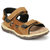 Lee Peeter Tan Suede Leather TPR Velcro Sandals For Men