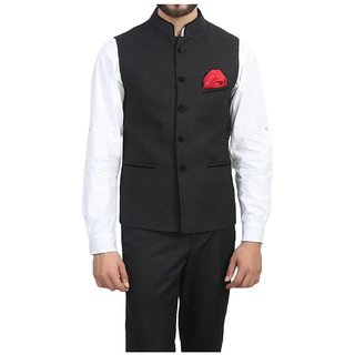 Buyshoe Men's Black Comfort Fit Nehru Jacket