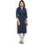 Kvsfab Blue Cotton denim readymade with PLEATED PATTERN AND RIBBED PATCH WORK ON PARTY WEAR KURTI KVSKR8114DENIM