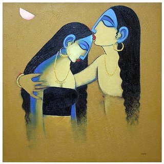 Online Radha Krishna Acrylic Canvas Painting Prices - Shopclues India