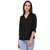 Kooo Women's Black Multi Dot V Neck 3/4 Sleeve shirt