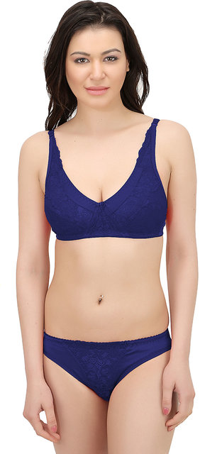 Buy VIRAL GIRL WOMEN'S SATIN LYCRA IMPORTED NET BLUE BRA AND PANTY SET  Online @ ₹599 from ShopClues