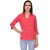 Kooo Women's Pink Solid V Neck 3/4 Sleeve shirt
