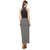 Texco Women'S Black & Grey Striped Lace Detailed Summer Maxi Dress
