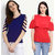 Aashish Fabrics - Combo of 2 Tops ( Royal Blue Cutout Top + Red Cold Shoulder Ruffle Top )