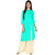 Boutique Ever Turquoise Color Side Slit With Button Lining Women's  Kurti With Cotton Plazzo