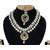 Pearls Designer Wedding Style Gold Plated Kundan Zirconic Necklace Earings Tikka Jewelry Set
