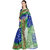 Florence Blue  Green Bhagalpuri Silk Printed Saree with Blouse