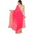 Indian Designer Silk Fab Pink Embroidered Fancy Cut Work Lace Border Georgette Saree