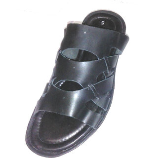 Men Black Leather Sandal