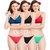 Madam Set Of 3 Women'S Non-Padded Backless Bra & Bikini Panty Contrast Color Lingerie Set