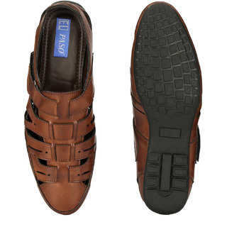 Buy El Paso Men's Brown Artificial Leather Velcro Closure Comfort Casual Sandals Online @ â¹999 