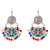 Jewelmaze Multicolor Beads Rhodium Plated Afghani Earrings 