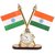 Flag Indian Flag Holder with Watch- Indian Flag Cross Design Dashboard Stand for Table with Classic Stand