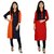 Boutique Ever Blue,Orange color block kurti and Red,Blue Kurti combo set in rayon fabric