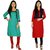 Boutique Ever Turquise kurti and Red,Blue Kurti combo collection