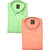 Freaky Men's Plain Lightgreen & Peach Casual Slimfit Poly-Cotton Shirts