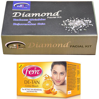 Buy Fem De Tan Bleach And Pink Root Diamond Facial Kit 83gm Pack Of 2 Online 249 From Shopclues Take a teaspoon of the bleach cream and mix it with ¼ of the bleach powder and mix for about a minute and apply and let it stay for 15 minutes. shopclues