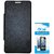 TBZ Flip Cover Case for Lava Iris Pixel V2 with Tempered Screen Guard -Black