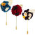 Visach Men party wear Multicolored Flower Brooch / Lapel Pin Boutonniere For Suit (Pack of 3)