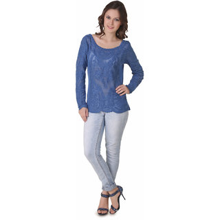 NOD Angela Persian Blue Embroidered Top