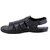MyWalk Mens Leather Black Velcro Formal  Sandal