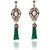 KHALIFA Vintage Flower Design Green Cotton Thread Dangle Drop Tassel Earrings