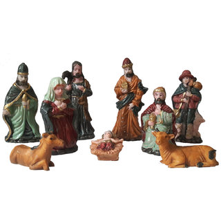 9 Piece Nativity Figurine Set for Christmas Decoration- 3.5 Inches (Small), christmas crib nativity set