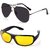 Ediotics Attitude Black Aviator Sunglasses  Yellow Night Driving Sunglasses
