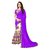 CRAZYDDEAL Purple  Cream Georgette Embroidered Saree With Blouse