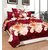 Luxmi Beautiful Mahroon flowers Design 3D Double Bed sheets With 2 Piilow covers - Multicolor