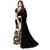 CRAZYDDEAL Black  Cream Georgette Embroidered Saree With Blouse