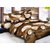 Luxmi Attractive flowers Design 3D Double Bed sheets With 2 Piilow covers - Brown