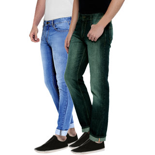 Buy Spain Style Men's Pack of 2 Slim Fit Multicolor Jeans Online @ ₹999 ...