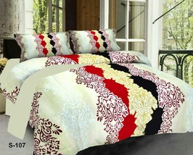 Luxmi 3D Printed Abstract Design Double Bed sheets With 2 Piilow covers - Multicolor