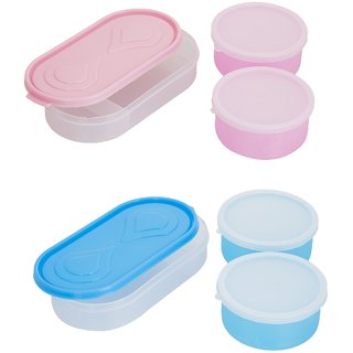 Combo 3in1 Pink - 3in1 Blue Container 4 Plastic container 2chappati tray