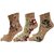 Stylish Wollen Women Printed Ankle Length Skin Color Socks - 3 Pair GS-192