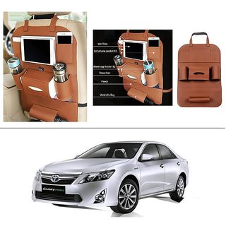 AutoStark High Quality 3D PU Leather Seat Storage Organizer Bag Beige For Toyota Camry Hybrid