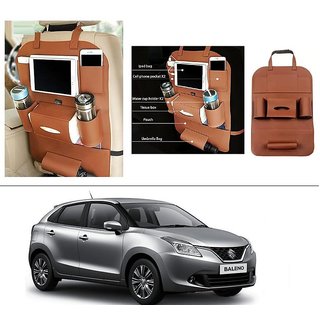 AutoStark High Quality 3D PU Leather Seat Storage Organizer Bag Beige For Maruti Suzuki New Baleno