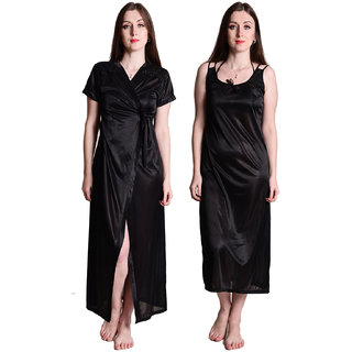 Senslife women stylish satin nightwear sleepwear 2pc set night with robe set SL018C