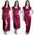 Senslife women satin nightwear sleepwear 4 pc set Nighty Wrap Gown Top pajama bra and thong SL022