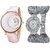 White Simple Diamond Dial Leather  Silver Zula Metal Analog Watch For Women  Girls Pack Of 2